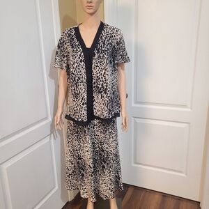 Studio I Black and White Printed Dress And Jacket/ Cover Up Set